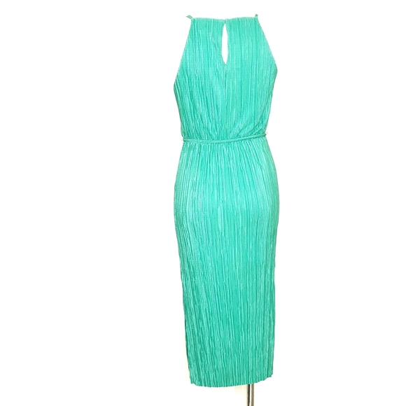 New York & Company Green Mirco Pleated Midi Dress - Picture 10 of 15